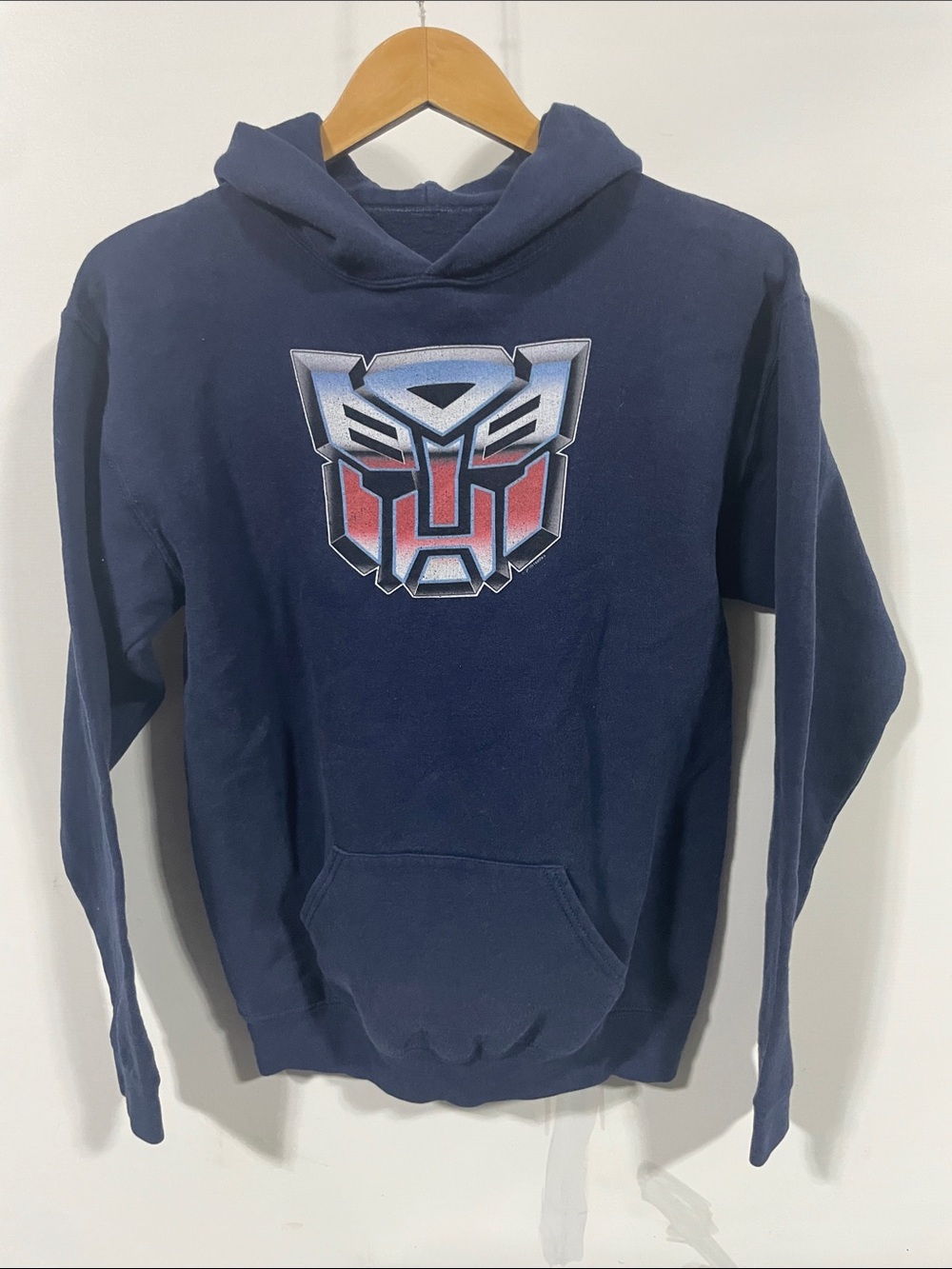 Navy Hoodie with Metallic Red & Silver Transformers Logo